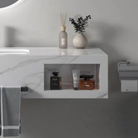 Lavabo mural moderne en céramique avec miroir inclus, facile à nettoyer, pour toilettes publiques, appartements, hôtels et villas