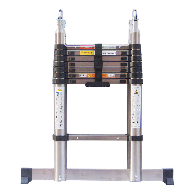 Factory-Wholesale 16 Rungs Steel Aluminum Alloy Engineering Ladder Household Telescopic Lifting Staircase Folding Straight