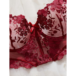 WX132 Ensemble de soutien-gorge brodé floral pour jeunes filles, style français, ultra fin, lingerie féminine pour la Saint-Valentin - Product Image 6