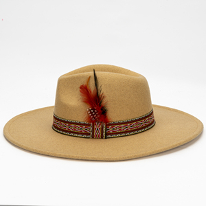 Cổ Điển Mùa Đông bên hat rộng vành lớn rắn Fedora Hat bán buôn tùy chỉnh phụ nữ phong cách len tỏa sáng mũ cho nam giới phụ nữ unisex - Product Image 3