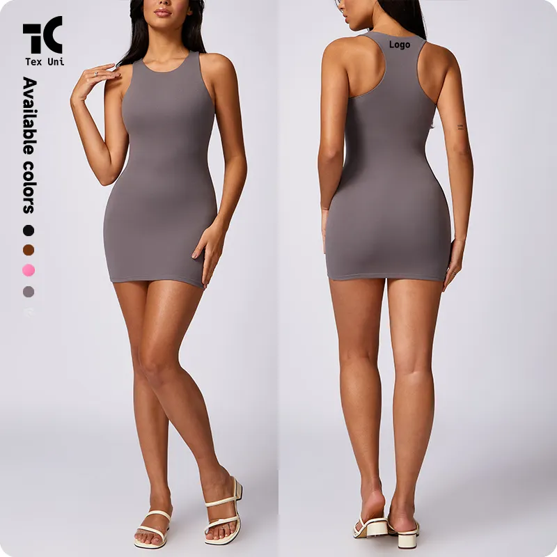 Sexy Vest Hip Dress Summer Women's Amazon Pure Desire Fashion Slim Tight Skirt Mini Knitted Dress Get in Shape Bodycon