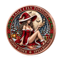 Pièce de monnaie commémorative de Noël en cuivre 999 de 1 oz, motif Père Noël et Sorcière, objet de collection en métal, souvenir, cadeau de Noël, vente en gros