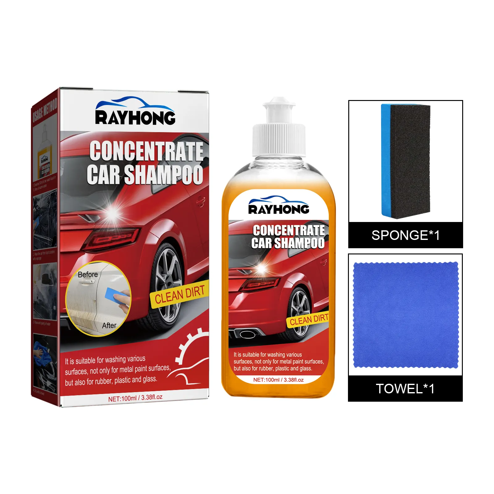 Rayhong OEM & ODM pulitore seggiolini auto polivalente concentrato di pulizia liquido Set schiuma per auto
