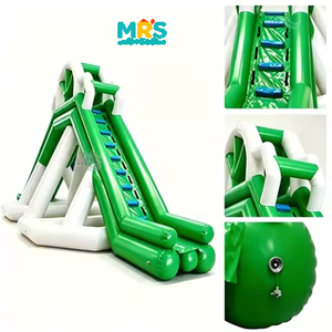 Tobogán Acuático Inflable Verde con Soporte Triangular <span class=keywords><strong>de</strong></span> PVC, Tobogán Acuático <span class=keywords><strong>de</strong></span> Una Sola Vía para Niños, <span class=keywords><strong>Parque</strong></span> Acuático, Diversión al Aire Libre, Alquiler para Negocios - Product Image 3