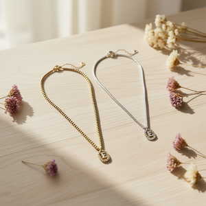 Collier de perles en or et argent avec pendentif en forme de lettre, bijoux fantaisie, cadeau unisexe, chaîne serpent, cristal et strass - Product Image 3