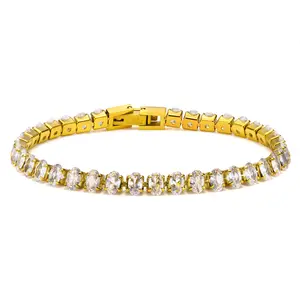 Pulseras de tenis de acero inoxidable para mujer, joyería de circonita de Esmeralda, brazaletes de oro de 18k, pulsera curativa de cristal, conjunto de collar