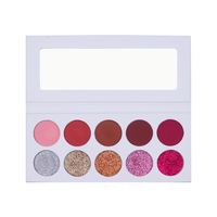 Palet Eyeshadow 10 Warna Putih Pigmentasi Tinggi Label Pribadi Shimmer Glitter Powder Mudah Dihapus Tahan Air