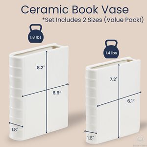 <span class=keywords><strong>Vase</strong></span> de style nordique à motif de logo personnalisé <span class=keywords><strong>Vase</strong></span> en forme de livre <span class=keywords><strong>Vase</strong></span> à livre en céramique pour fleurs-Lot de 2 - Product Image 4