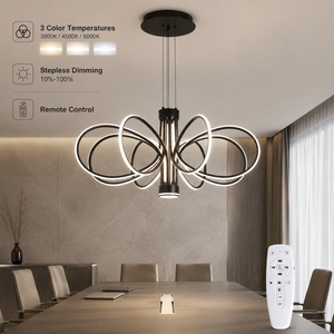 Modern Metal Chandelier With <b>Dimmable</b> Remote Tricolor <b>Led</b> For Dining Room Living Room Indoor Home Decor Large Size - Product Image 3