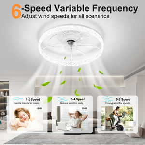 23.6inch Crystal Flush Mount <b>Ceiling</b> Fan with 3CCT LED <b>Light</b> APP <b>Remote</b> <b>Control</b> 6 Speed Reversible Quiet Fan for Bedroom, WHITE - Product Image 5