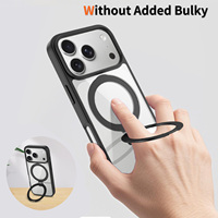 Étui fin tendance avec support métallique pour iPhone 17 Pro Max, coque de téléphone avec support magnétique invisible pour iPhone 16 15 14 13 Air