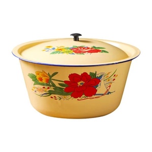 <span class=keywords><strong>Bassine</strong></span> en émail métallique nostalgique style ancien pour gâteaux, avec couvercle, pour graisse et conservation rapide, idéale pour le camping, directement de l'usine - Product Image 1