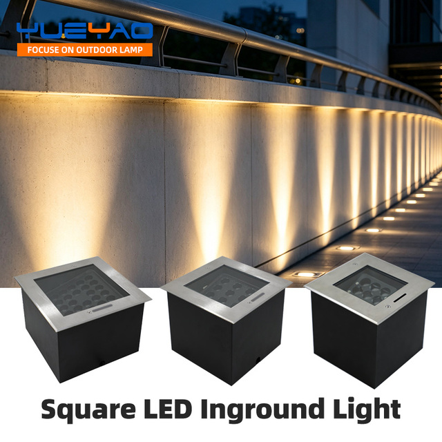 304 Stainless Steel Recessed Square 12W LED Inground Light AC 85-265V White for Landscape Walkway Patio Illumination