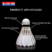 LINGMEI-90PRO BWF Fabricant Tournoi Niveau Grade Super Classe Plume D'oie Badminton Volant pour Tournoi