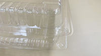 Boîte à gâteau carrée jetable en PET recyclé avec couvercle transparent, épaisseur 0,5 mm, pour aliments pour animaux de compagnie, avec couvercle à charnière et gaufrage
