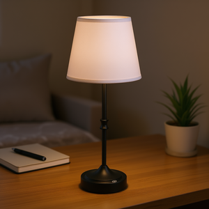 Lámpara de Mesa con Pantalla de Tela Blanca, Batería Recargable de 5200mAh, Fuente de Luz LED, Base E27, Diseño Moderno, para Dormitorio - Product Image 2