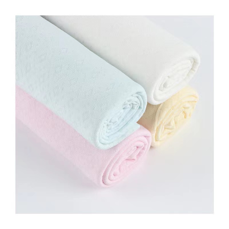 Hot Sales Eco-friendly Bamboo Fiber Cotton Nylon Blend Knit Pointelle Mesh Jacquard Fabric for Baby Kids Clothing