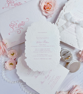 Invitations de mariage de luxe élégantes avec design personnalisé de pétales de fleurs et de feuilles, gaufrage sculpté, cartes RSVP <span class=keywords><strong>en</strong></span> feuille d'or gaufrée - Product Image 5