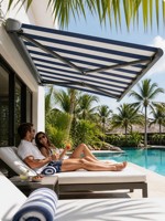Ventes chaudes - Auvent de luxe avec cadre en aluminium bloquant les UV, avec télécommande, pour balcon et espace de vie extérieur