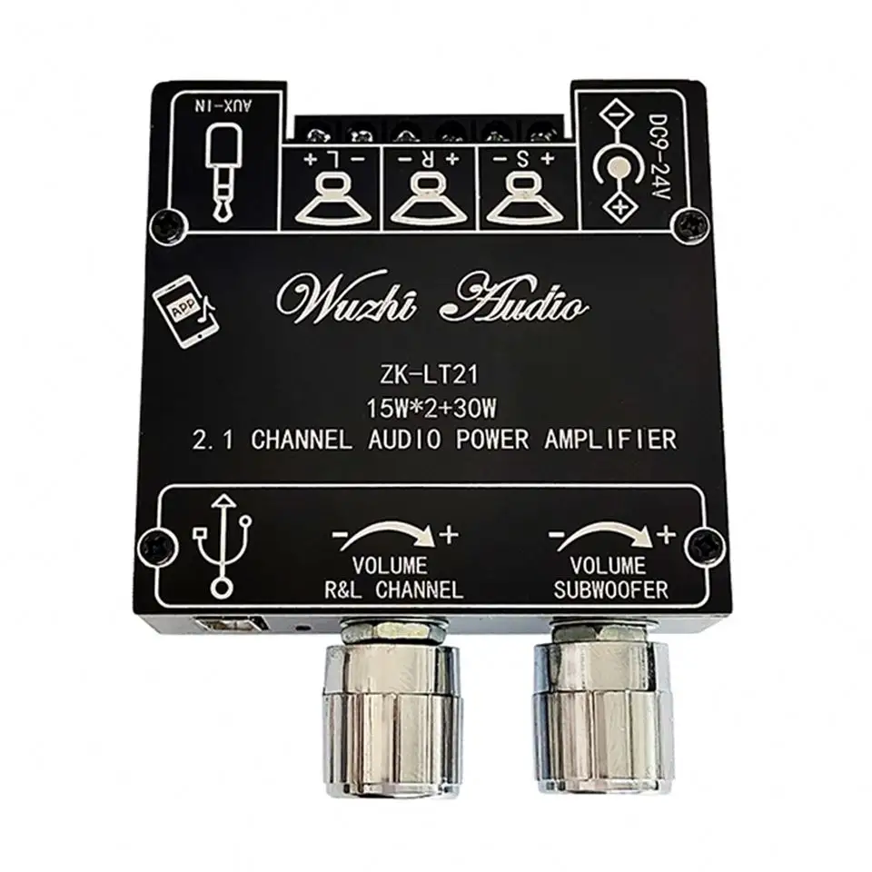 Placa amplificadora Digital 5,1 compatible con BT, 2,1, 15W * 2 + 30W, Subwoofer de canales, Control de volumen de Audio AMP para altavoz