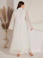 Haya 2025 ivoire transparent Nida Abaya avec bordure dorée vêtements islamiques pour femmes élégante robe modeste de grande taille