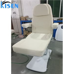 Table de massage électrique moderne KISEN à 3 moteurs avec cadre métallique et appui-tête intégré, en cuir gris durable, pour salon commercial et spa - Product Image 2