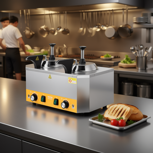 Dispenser di formaggio commerciale 2.4x2 L con riscaldamento elettrico a doppio serbatoio per uso ristorazione - Product Image 2