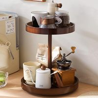 Bambou à 2 niveaux 360 °   Organisateur de maquillage rotatif, plateau de rangement tournant, convient aux cosmétiques, aux parfums, à la salle de bain, à la commode, aux comptoirs de cuisine