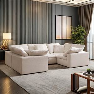 وكيل توزيع رائج البيع من الكتان البسيط على شكل حرف U أريكة غرفة المعيشة المريحة أريكة مقطعية سحابية وحدات - Product Image 6