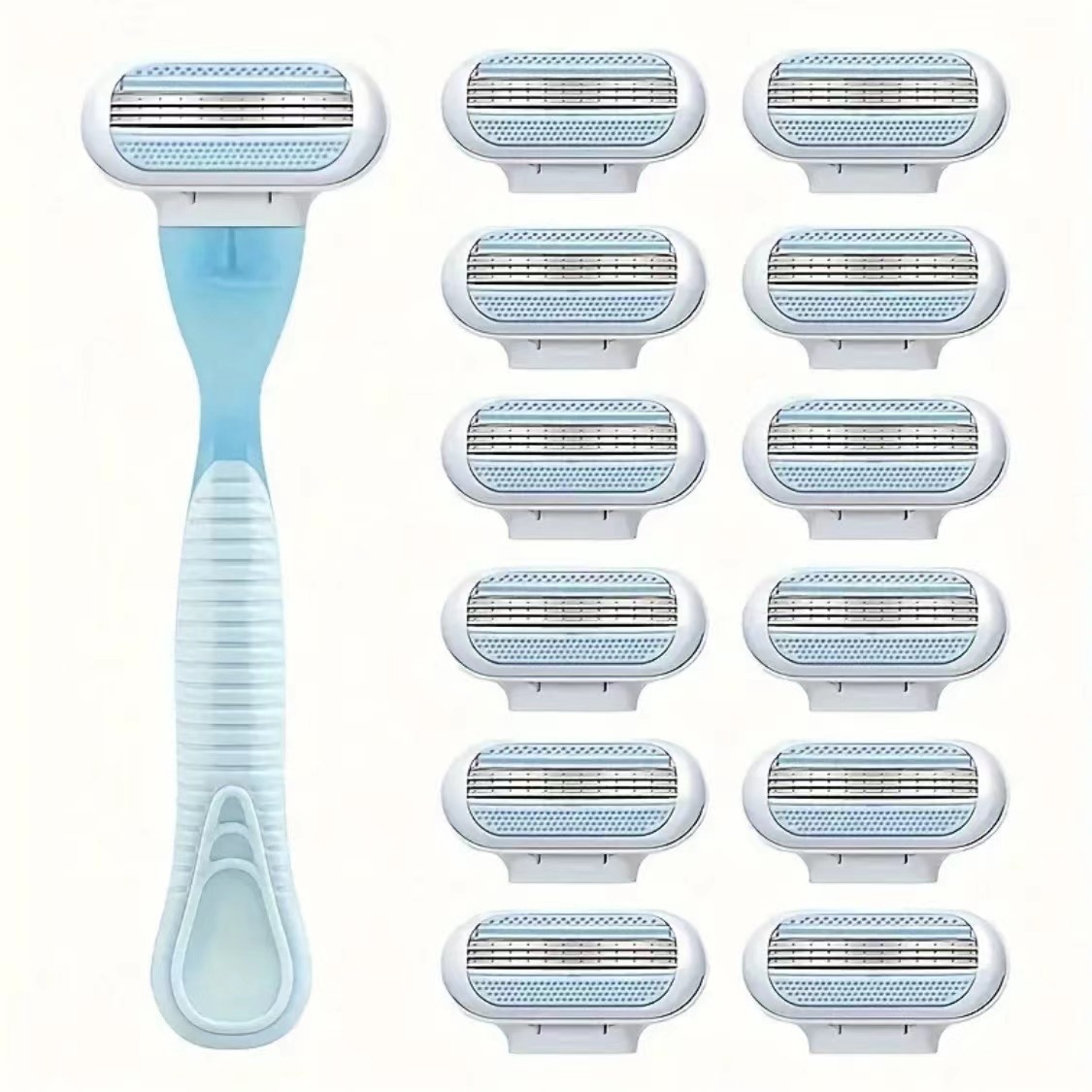 Blue knife holder with 12 blades [packaged in an OPP bag]