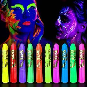 <span class=keywords><strong>Pintura</strong></span> fluorescente soluble en agua para cara y cuerpo, multicolores, bricolaje para Navidad, Halloween, Cosplay, eventos deportivos, maquillaje - Product Image 3