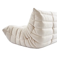 Bodensofa aus geformtem Latex-Schaumstoff, Dichte 70, Akkordeon-Plissee-Lounge-Couch, Cremeweiß, Dreisitzer