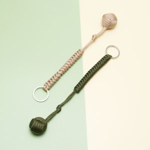 Porte-clés paracorde, nouveau design, noué au poignet, haute résistance, <span class=keywords><strong>auto</strong></span>-défense, outil de survie d'urgence, avec boule en acier, 1 pièce - Product Image 3