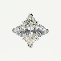 Bague de mariage ASTWO personnalisée à trois pierres, 3 carats, coupe marquise, plaqué or, argent, moissanite rose