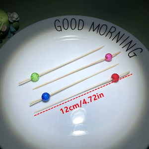 Stuzzicadenti in bambù fatti a mano per frutta, cocktail, dessert, spiedini monouso in bambù per cocktail, stuzzicadenti multicolore per antipasti - Product Image 5