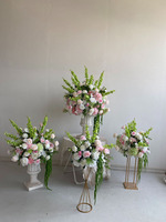 Set Bunga Pernikahan Buatan dari Hydrangea Putih Murni, Mawar, Tulip, Calla Lily, Rangkaian Bunga Sutra, Dekorasi Papan Selamat Datang untuk Upacara
