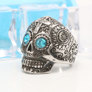 스테인리스 금속 바이커 성격 맞춤 해골 다이아몬드 반지 눈 - Product Image 2