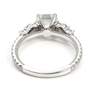 Anillo Fino con Certificado NGTC, Anillos de Diamantes de 2.5 Quilates, Anillo de Platino PT950, Anillo de Compromiso de Lujo, Corte Asscher, Moissanita, Anillo de Boda - Product Image 2