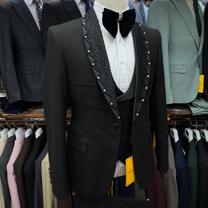 <span class=keywords><strong>Bordeaux</strong></span> abito nero Blazer sposo smoking festa di nozze cena abito da ballo formale da <span class=keywords><strong>uomo</strong></span> - Product Image 5