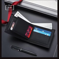 Dompet Pendek Pria Bisnis Sederhana Fashion PU Lembut Ultra Tipis untuk Remaja