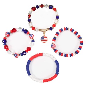 Nueva bandera americana de EE. UU. Día DE LA Independencia Pulseras elásticas Taylore <span class=keywords><strong>Swift</strong></span> con cuentas de arcilla polimérica - Product Image 6