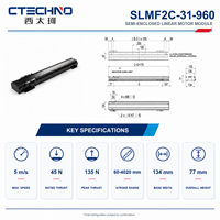 CTECHNO SLMF2C-31-960 Etapa Lineal Semiencerrada 4 m/s Empuje Nominal de 45 N Carrera de 960 mm para Inspección de Semiconductores