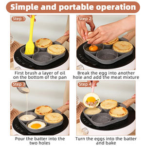2/4 Hole <b>Non</b>-<b>Stick</b> Frying <b>Pan</b> �C Dual Purpose Egg/Ham <b>Omelette</b> Pancake Cookware, Thickened Steak <b>Pan</b> - Product Image 4