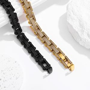 Jewelry for <b>Men</b> Stainless Steel Bracelet Gold Plated Jewelry Iced Out Bracelet Chunky Bracelet Hip Hop Jewelry Durable Fashion - Product Image 2
