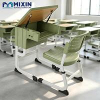 Ensemble bureau et chaise à clapet pour étudiants, réglable en hauteur, en bois, pour salle de classe primaire
