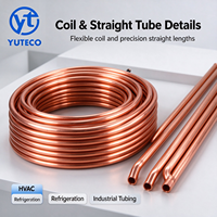 Tube en cuivre pur C11000 ASTM B280, tuyau en cuivre rouge droit et en spirale pour CVC, réfrigération, échangeur de chaleur avec service de découpe