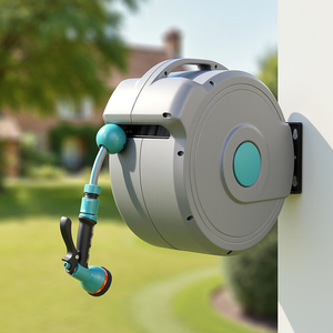 GARTENKRAFT Carrete <span class=keywords><strong>de</strong></span> <span class=keywords><strong>Manguera</strong></span> <span class=keywords><strong>de</strong></span> Jardín Retráctil Automático <span class=keywords><strong>de</strong></span> 30M para Montar en Pared con <span class=keywords><strong>Manguera</strong></span> <span class=keywords><strong>de</strong></span> Triple Capa y Boquilla <span class=keywords><strong>de</strong></span> Pulverización - Product Image 3