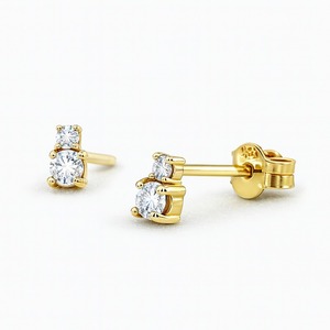 Boucles d'oreilles de luxe Dhani Jewels en or 14 carats avec deux pierres, diamants naturels de clarté VS, vente en gros pour boutiques - Product Image 1