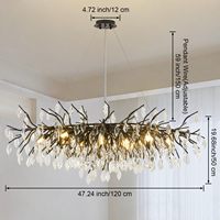 Lustre moderne en cristal, lustre rond noir à 8 lumières pour le salon, la chambre et la cuisine.