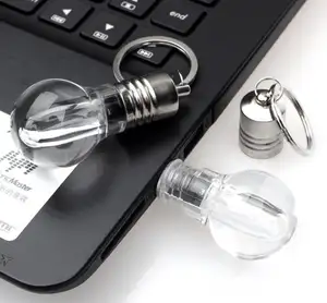 Custom Corporate Gift Pendrive Bulb shaped USB Flash Drive LED Light Glass Memory Stick USB 2.0 8GB 16GB 32GB
